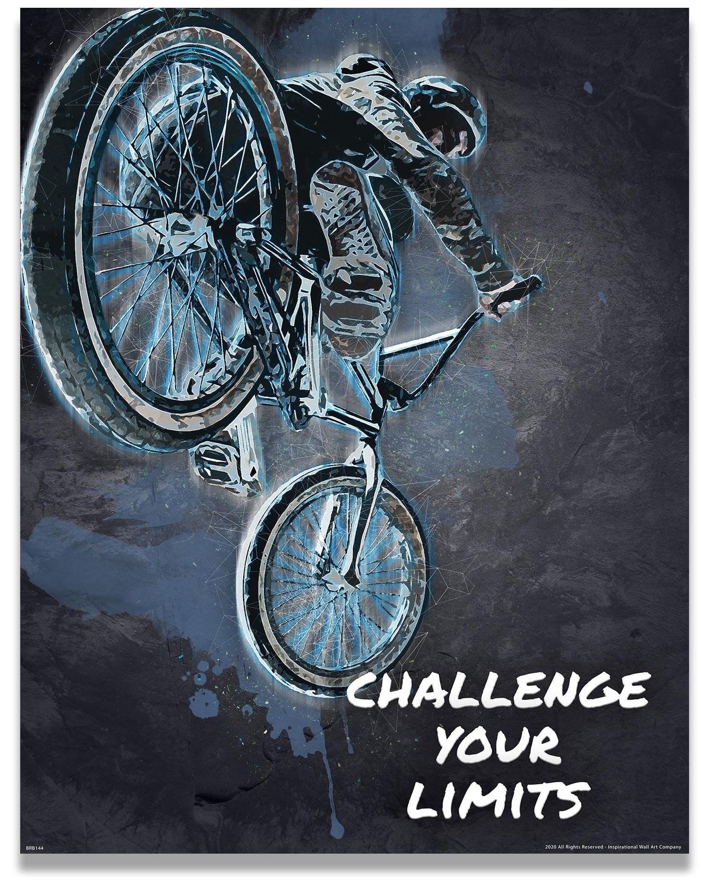 Inspirational Wall Art Co. - Challenge Your Limits - BMX Ramp Poster Gift Motocross Racing Boys Teens Motivation Quotes Posters Print for Home Office Decor - 11X14 inches