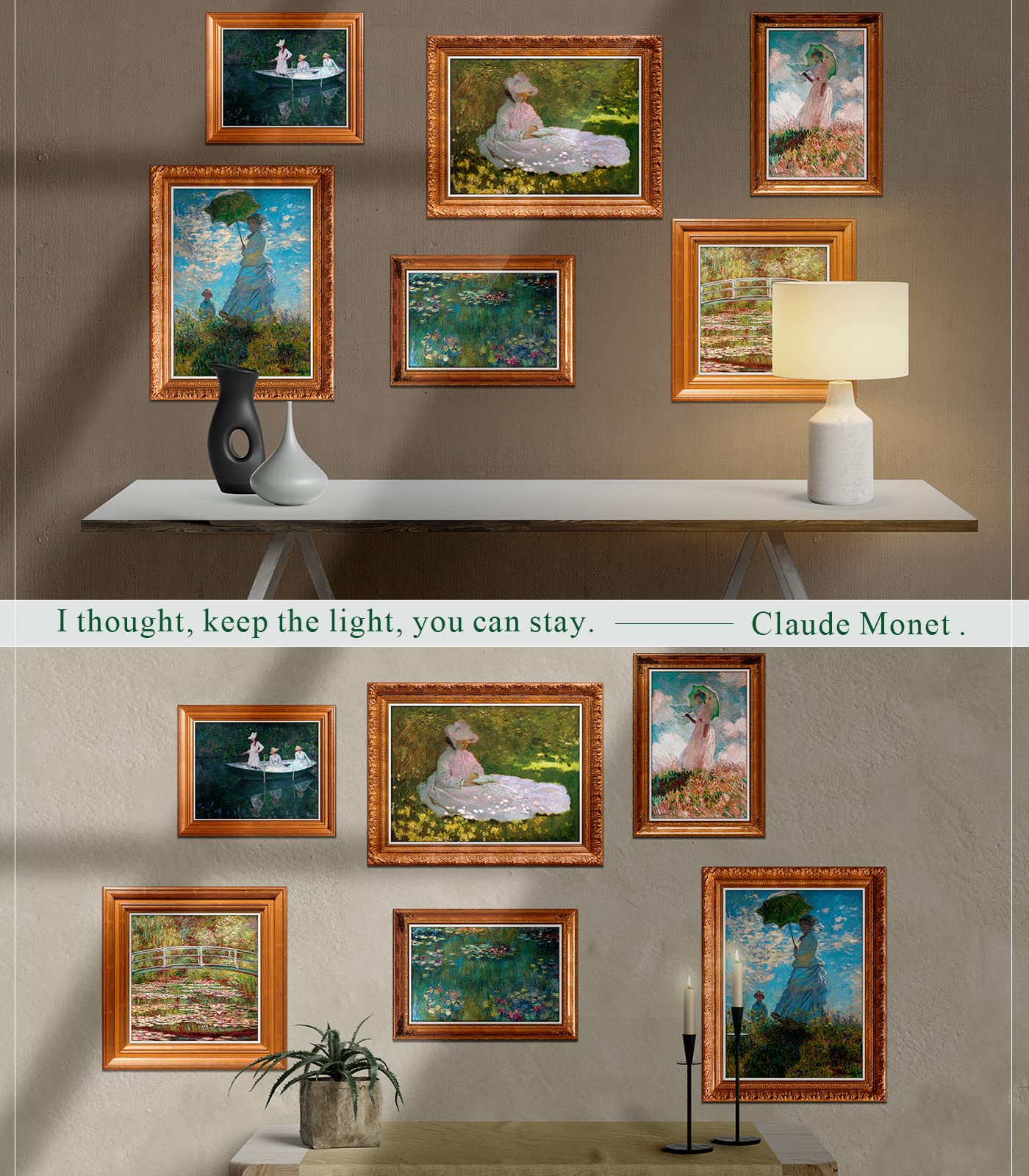 Semsliny Claude Monet Wall Art Print Set of 6 Art Posters and Prints of Famous Painting Claude Monet Water Lilies Poster Wall Art Decor for Living Room Prints Frame Artwork