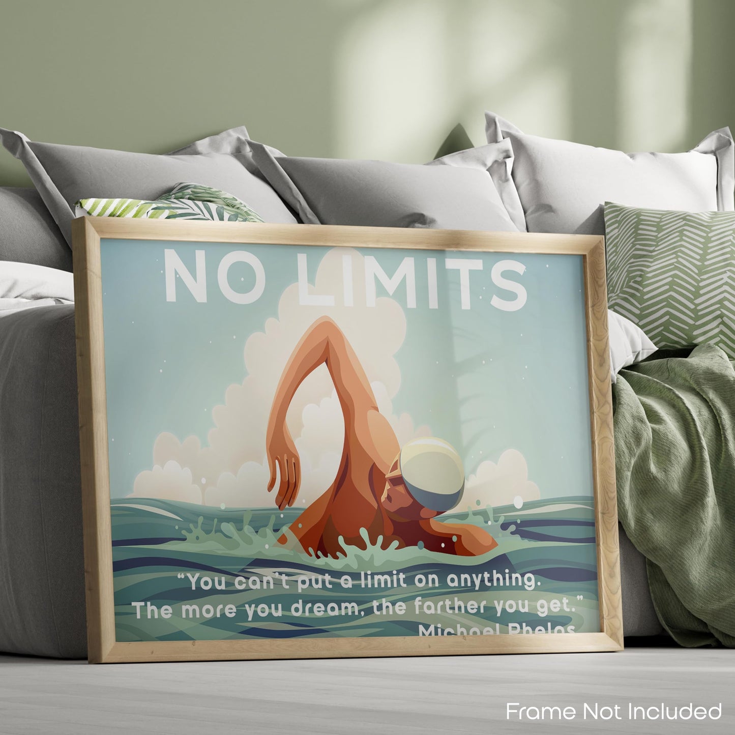 Inspirational Wall Art Co. - No Limits - Swimming Pool Sports Boys Kids Girls Wall Decor Wisdom Motivational Quotes Posters - Poster Gift Print Bedroom Home Decor - 11X14 inches