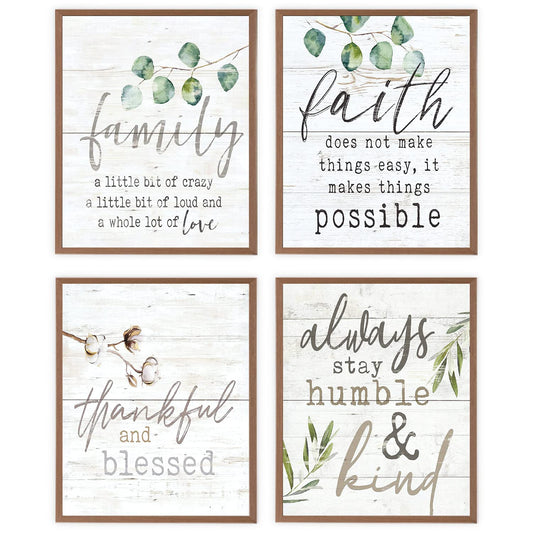 VNWEK Inspirational Quote Christian Bible Verse Scripture Wall Art Poster Prints Unframed 8”x10”Set Of 4,Religious Christian Decorations for Home Bedroom Living Room Church,Housewarming Gifts