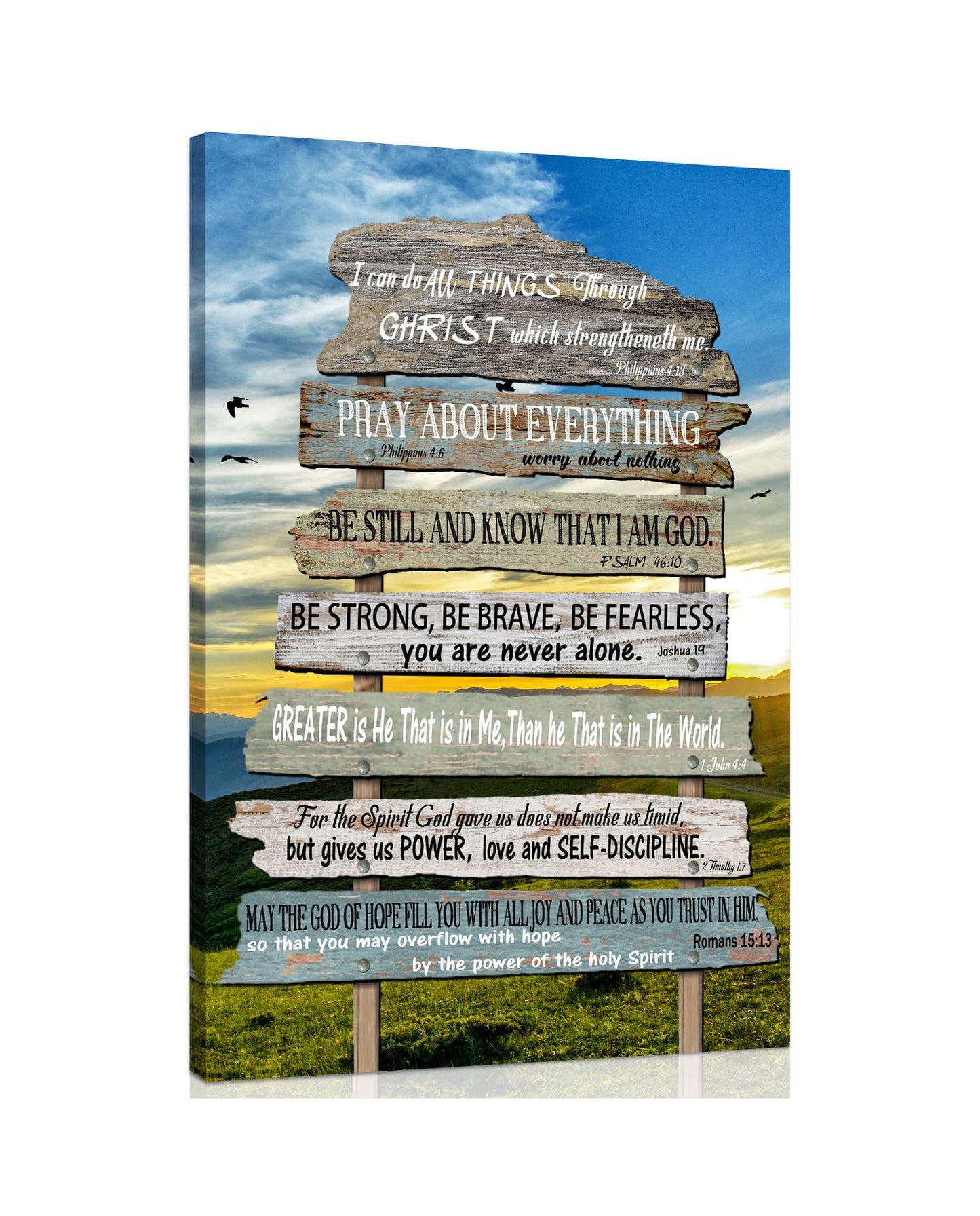 1 KINGO Christian Scripture Canvas Wall Art: Bible Verse Picture Print Religious Inspirational Quote Framed Poster for Living Room Bedroom Decoration