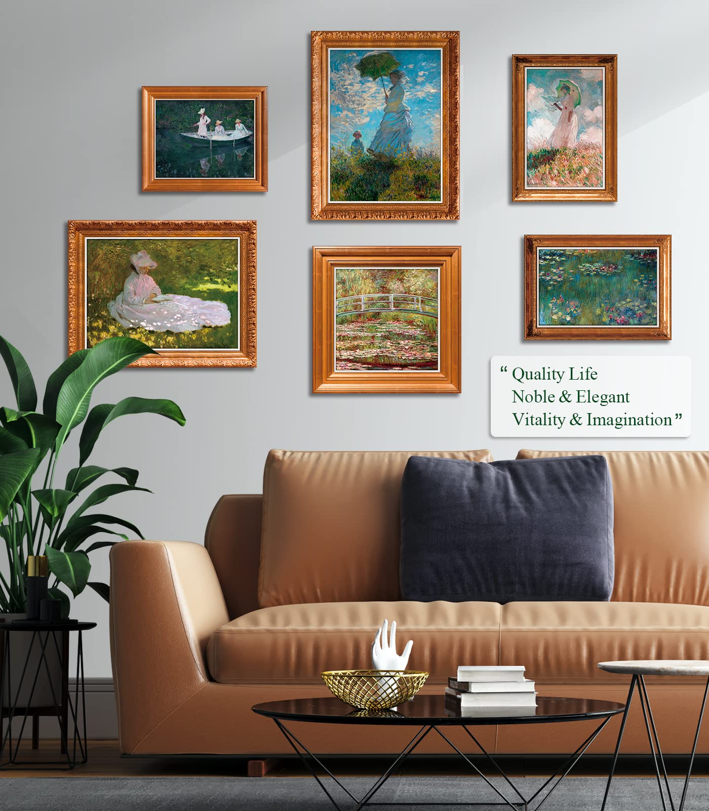 Semsliny Claude Monet Wall Art Print Set of 6 Art Posters and Prints of Famous Painting Claude Monet Water Lilies Poster Wall Art Decor for Living Room Prints Frame Artwork