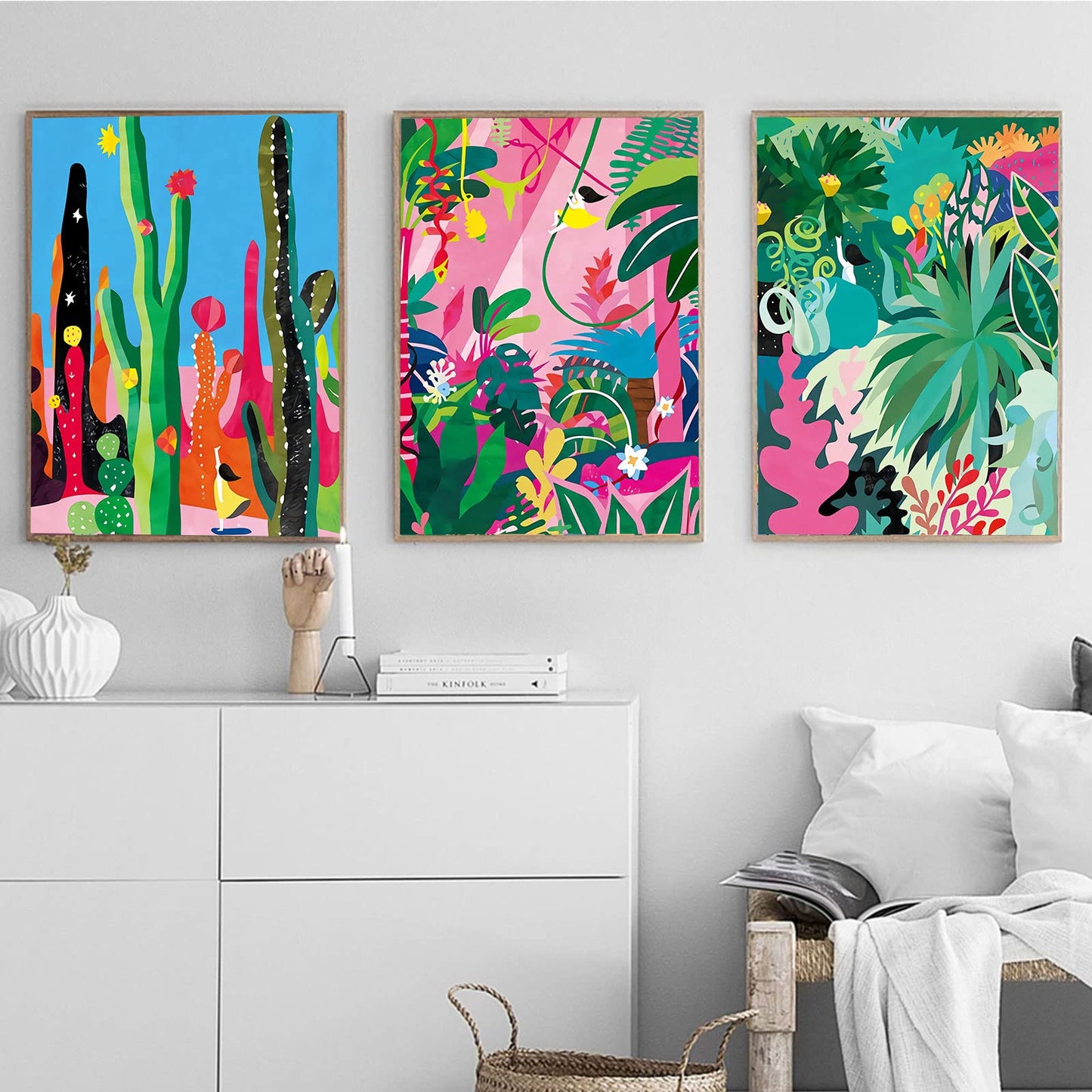 3 Pieces Green Fresh Leaf Monstera Plant Wall Art Canvas Painting Nordic Posters And Prints Wall Pictures for Living Room Bedroom Decor 16x24 Inch No Frame (Botanical Garden Wall Art, 12x16in x 3)