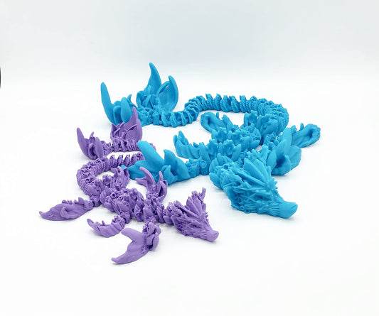 3D Printed Articulated Flexi Coral Sea Dragon Fidget Toy (Small, Cyan)