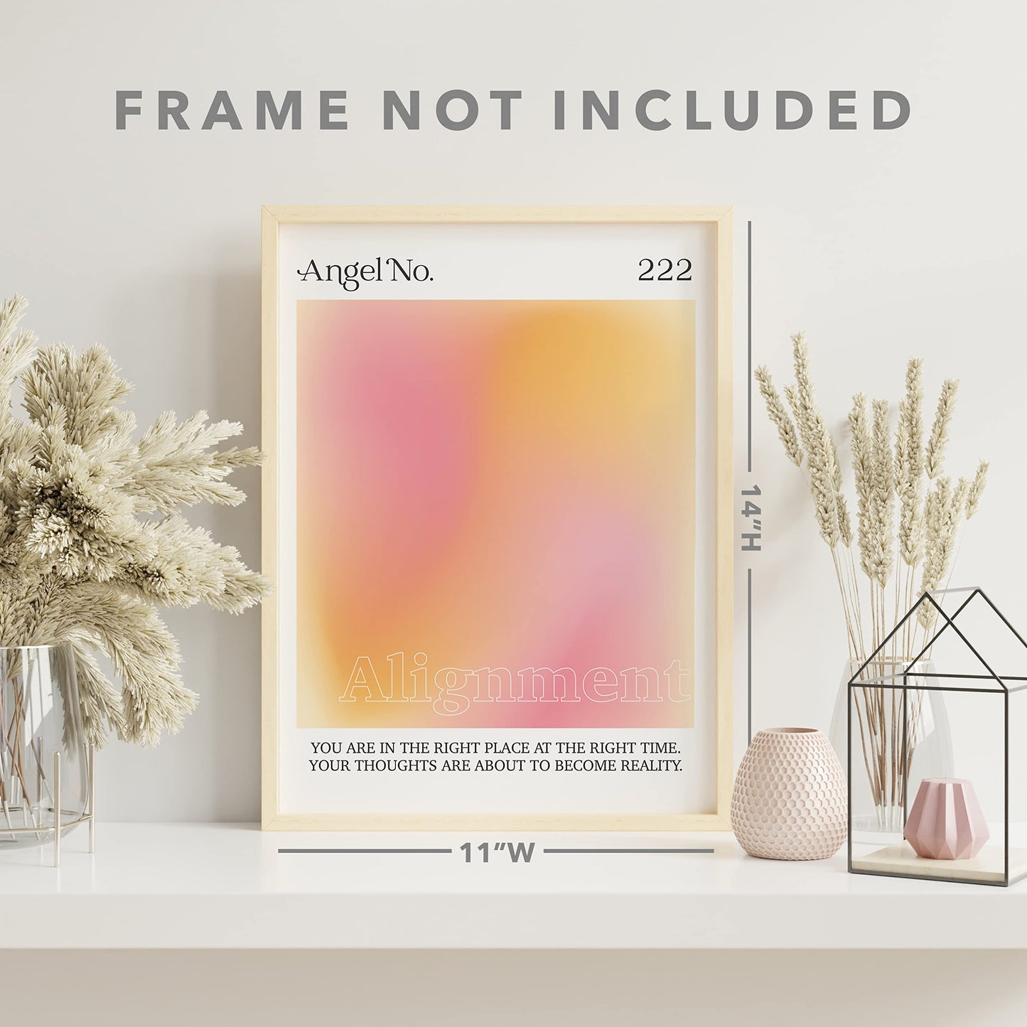 Angel Number Posters - 222 - Spiritual Aura Aesthetic Room Decor - Wall Art Print - 11x14 - Unframed
