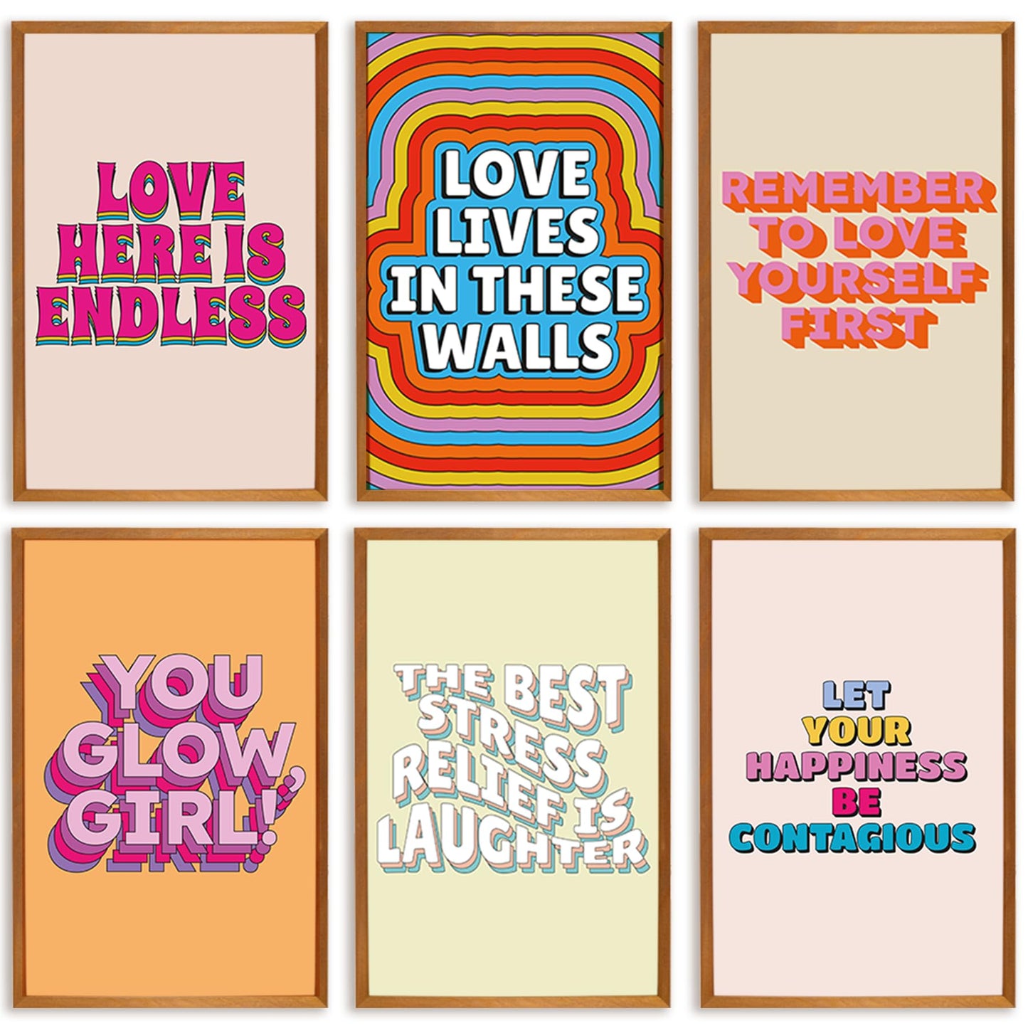 Throwback Traits Funky Posters For Preppy Wall Art - Girl Empowerment Posters For Funky Room Decor - Lbgtq Friendly Dorm Room Wall Decor - Unframed 6 Set Of Bright Retro Prints & Posters Size 11x17