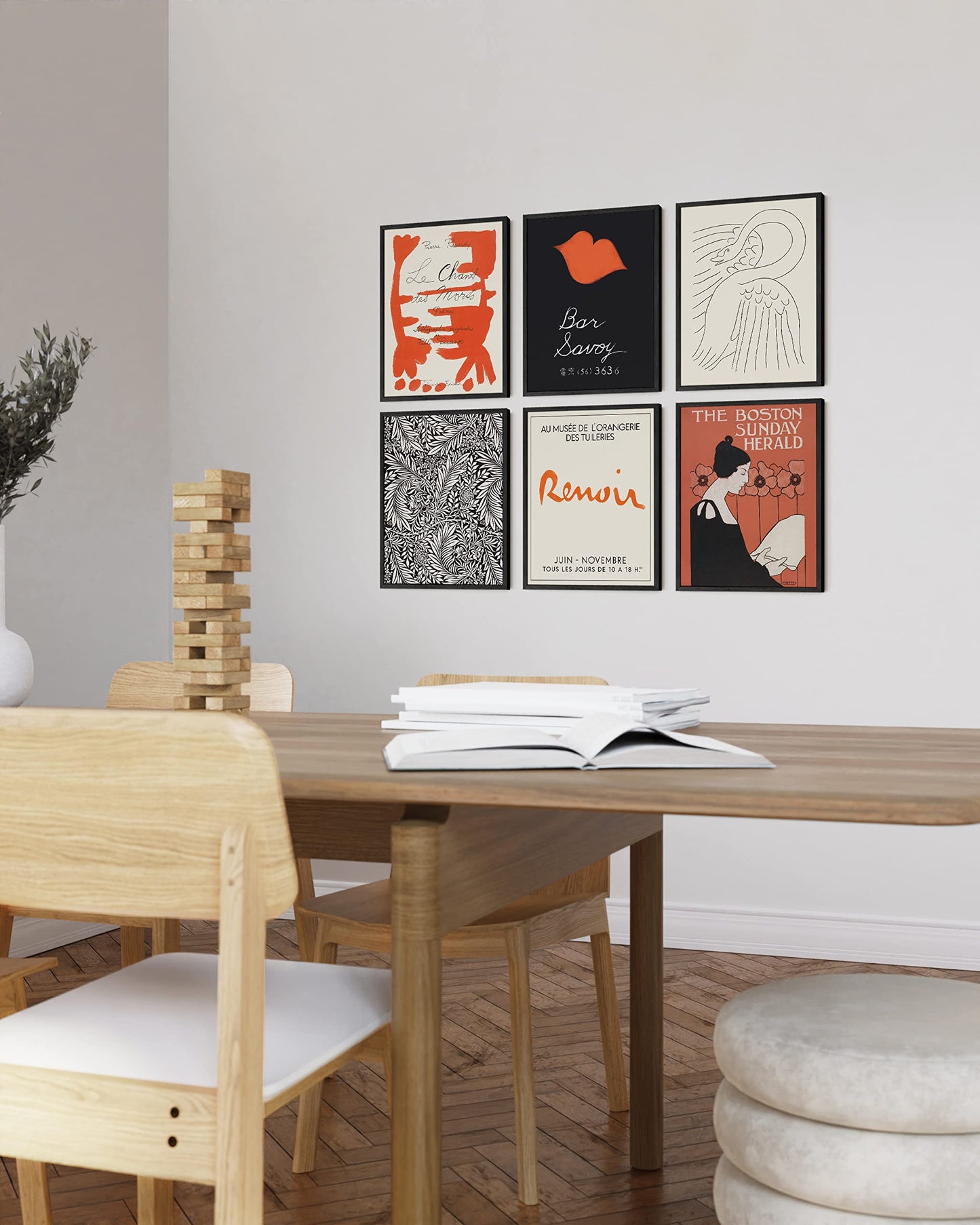 HAUS AND HUES Vintage Posters - Set of 6 Pictures Red and Black, Vintage Posters for Room Aesthetic, Vintage Prints for Wall Decor, Red Black White Painting, Matisse Prints, (8x10, Unframed)