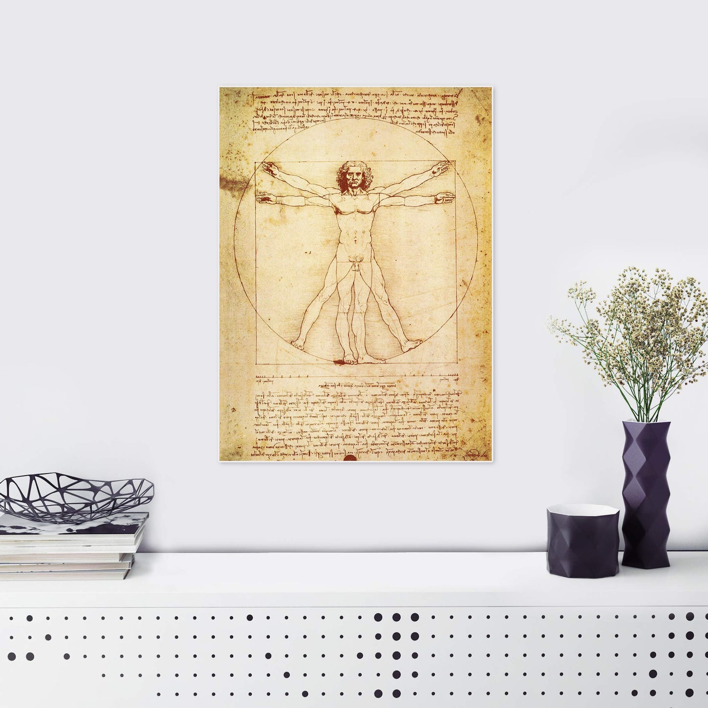 Palace Learning Vitruvian Man by Leonardo Da Vinci Poster - Proportions of The Human Figure Drawing - Fine Art Print (Laminated, 18" x 24")