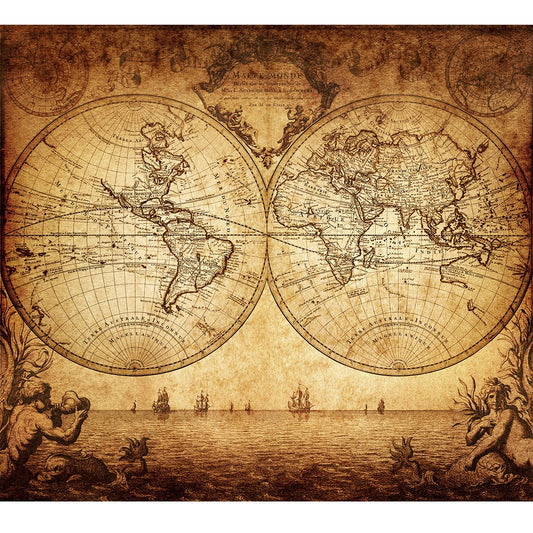 Meishe Art Poster Print World Map Vintage Old Nautical Sailing Ship Map Decorative Educational Home Wall Decor