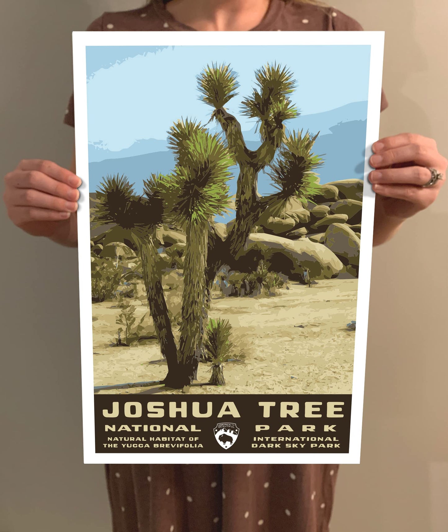 Joshua Tree National Park Vintage-Style Travel Poster - 8x10-12x18-18x24-24x36 / 4x6 Postcard WPA Style Art Print California USA Desert (4x6 Inch Postcard)