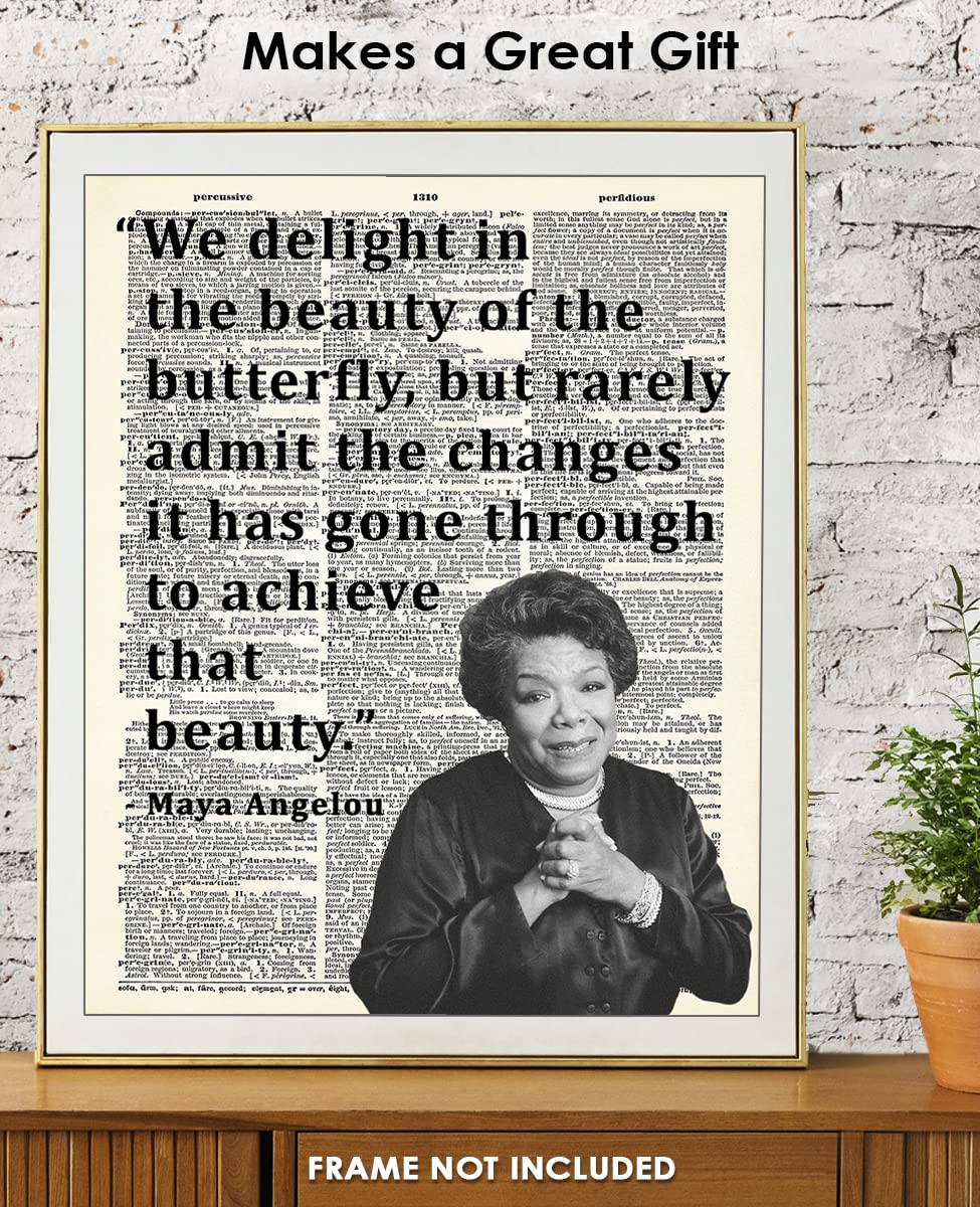 Inspirational Wall Art Poster "We Delight in the Beauty…", Maya Angelou 8x10 Motivational Wall Art & Positive Affirmations Wall Decor for Bedroom, Teen Girl, Boy & Office Decor for Men, Women