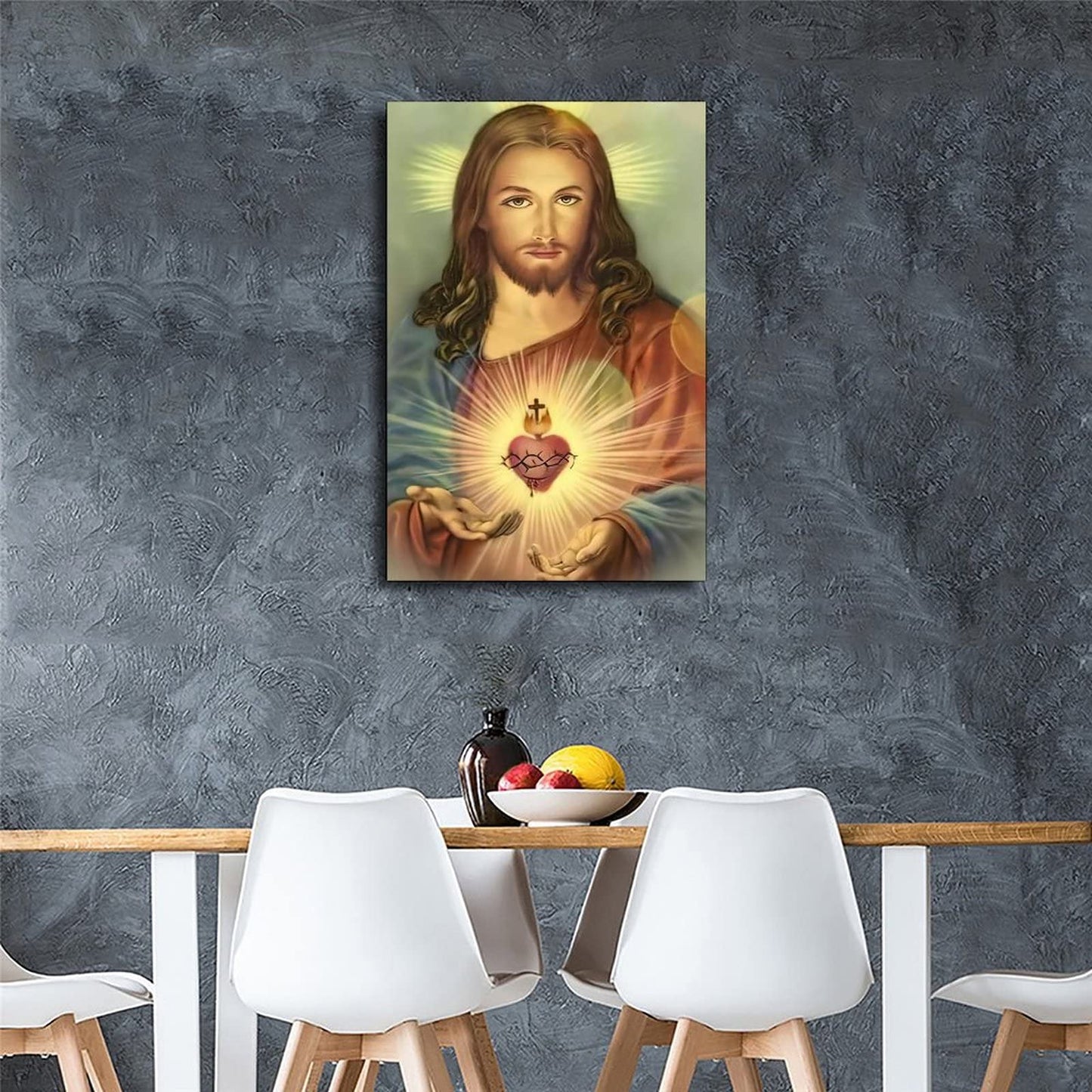 FireDeer Catholic Jesus Poster Print On Canvas Painting Christian God Pictures for Living Room No Frame (Sacred Heart of Jesus-1,8x12inch)