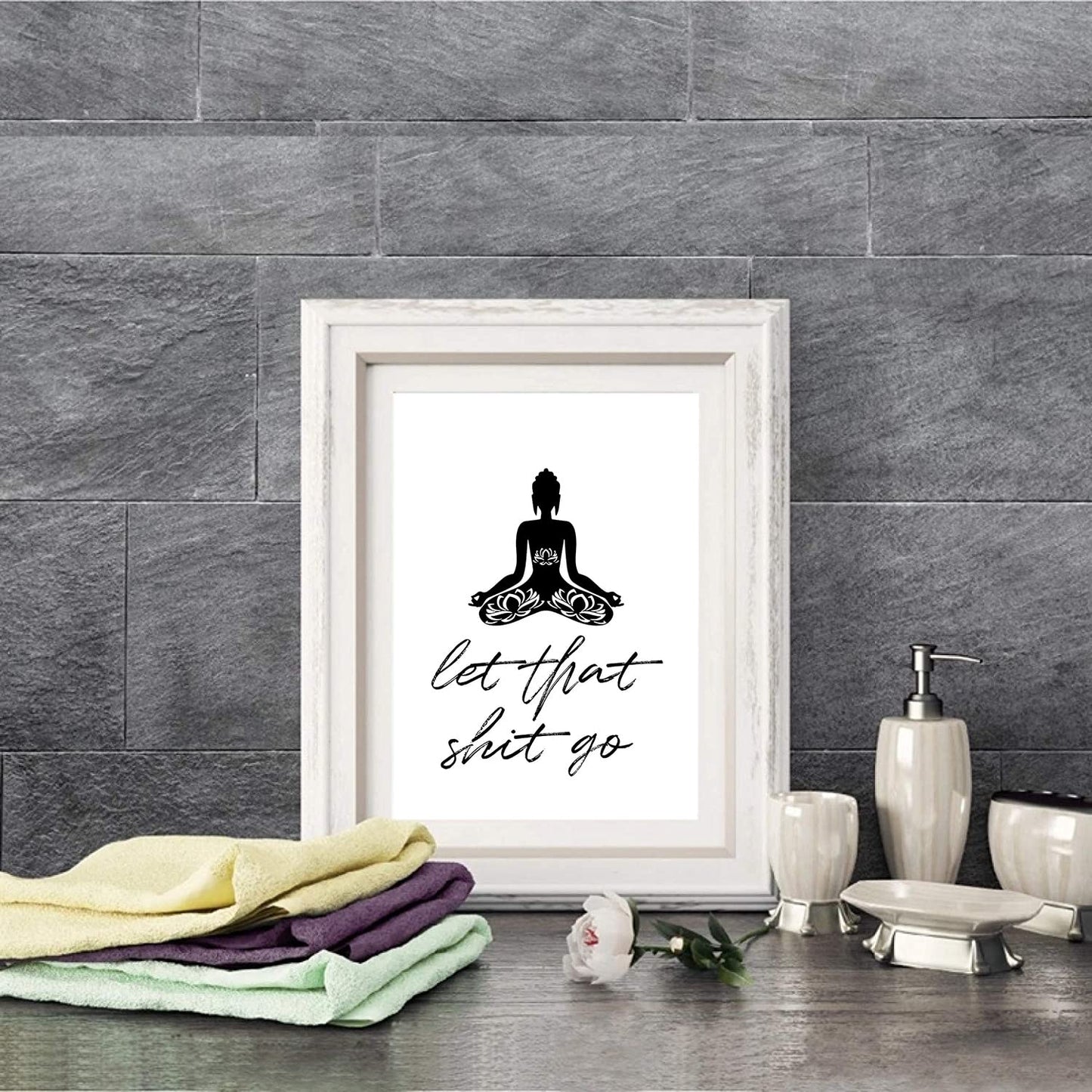 Ruitorly Funny Bathroom Decor Wall Art,Let That Shit Go bathroom art,funny bathroom wall art decor,Bathroom Pictures for Wall,Zen-Style Canvas Printing Poster-Pattern B-16x20inch(40x50cm)