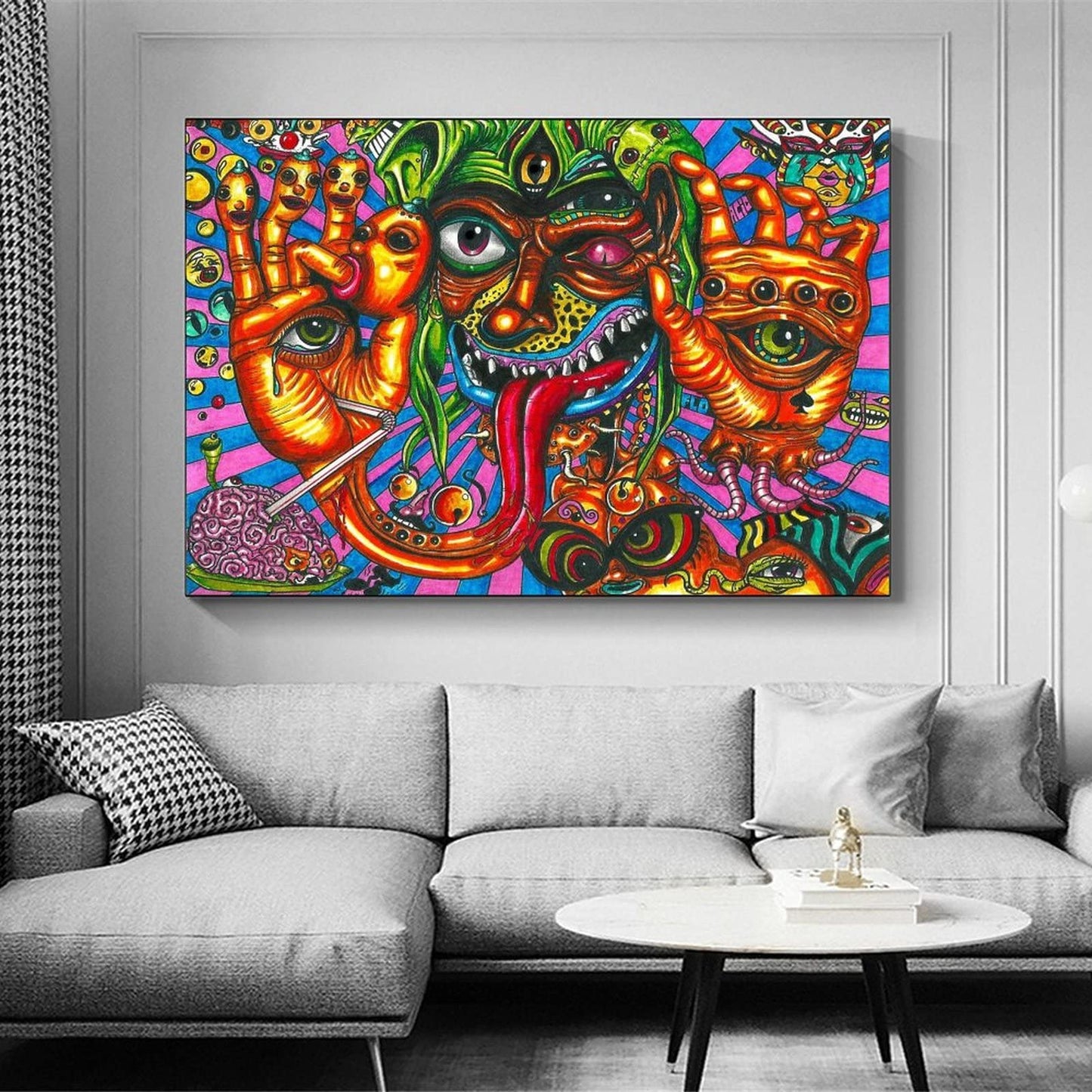 BUUTUUCE Colorful Graffiti Hippie Style Psychedelic Abstract Canvas Art Poster And Wall Art Picture Print Modern Family Bedroom Decor Posters 16x24inch(40x60cm)