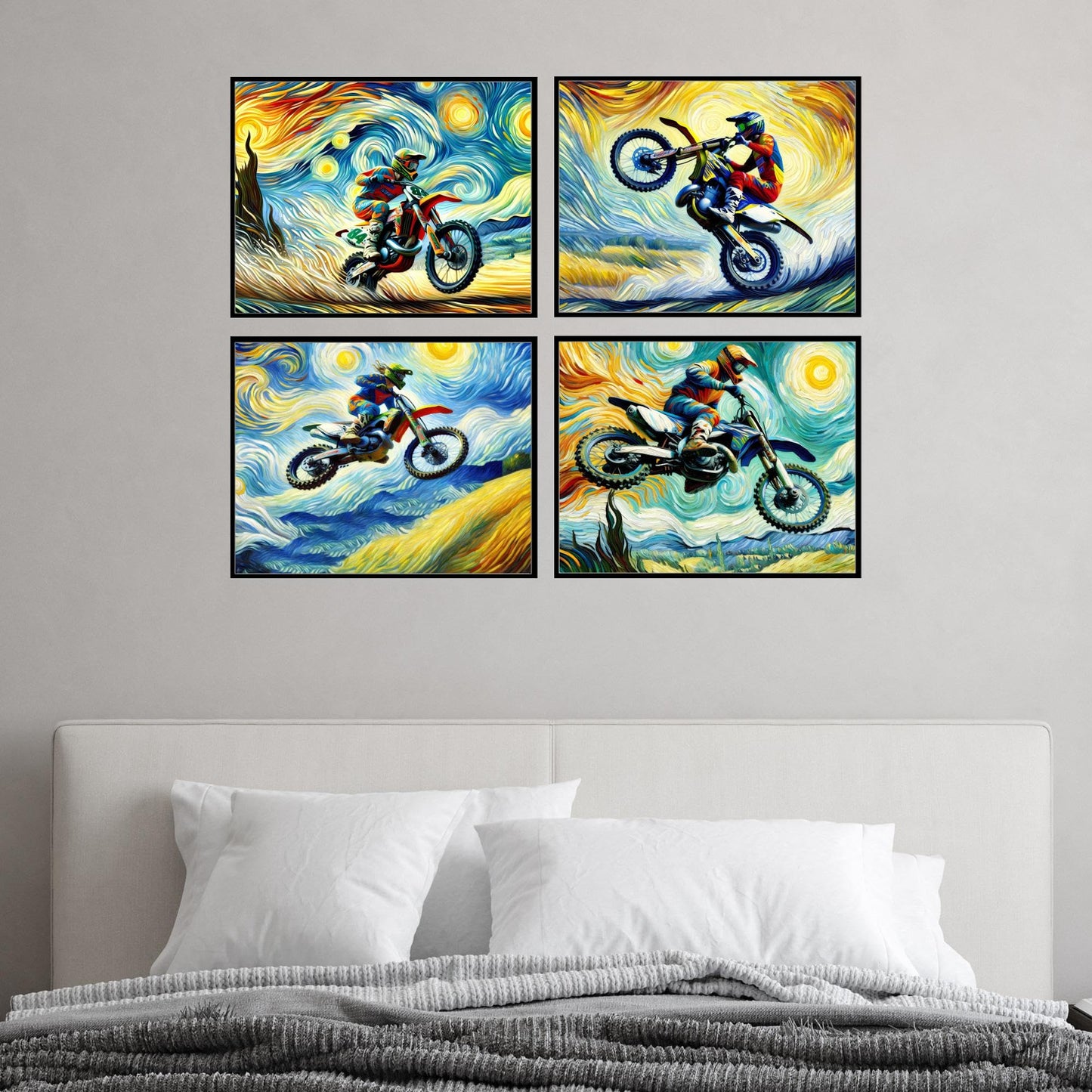 Bigwig Prints Dirt Bike Poster - Dirt Bike Posters For Boys Room, Dirt Bike Room Decor For Boys, Motocross Poster, Dirtbike Gifts, Motocross Decor, Dirt Bike Decor, Motorcross - Unframed Set Of 4 8x10