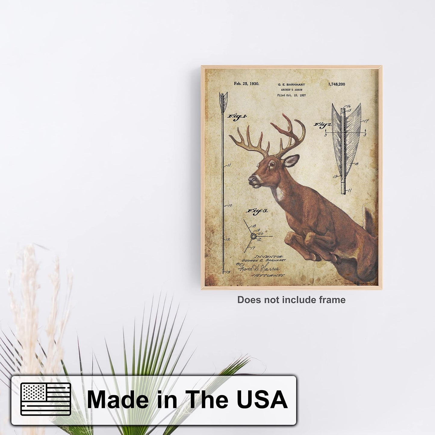 Apple Creek Whitetail Deer Bow Arrow Archery Hunting Patent Poster Art Print Reproduction 11x14 Wall Decor Pictures