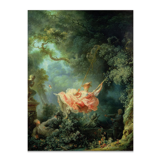 ZZPT Jean Honore Fragonard the Swing Print - Fine Art Poster - Oil Painting Canvas Wall Art Landscape for Living Room Bedroom Home Decor Unframed (8x10in/20x25cm)