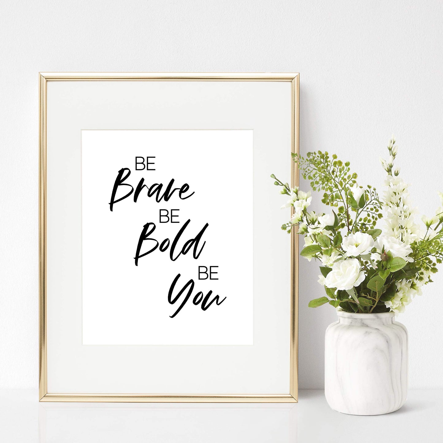 Brooke & Vine Inspirational Wall Decor Art Prints (UNFRAMED 8 x 10) Motivational Women Teen Girl Wall Art Posters for Office, Bedroom, Desk - Be Brave