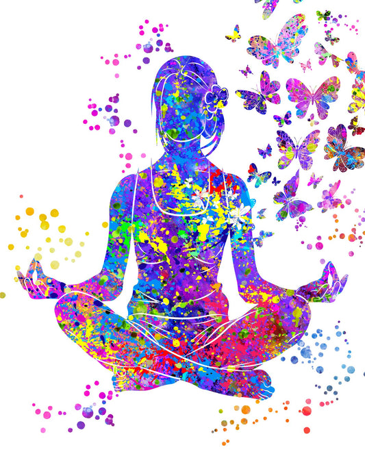 Yoga Studio Lotus Pose Watercolor - Female Yoga Namaste Kriya Yoga Asana Yoga Print Wall Art Poster Inspirational Art Wall Decor Home Decor