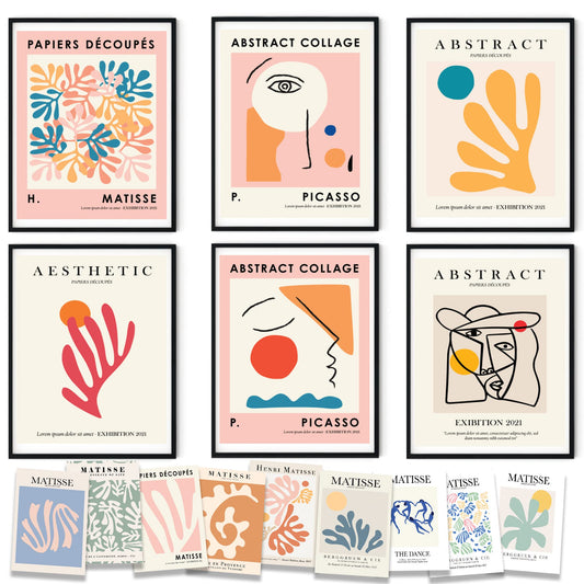 Danish Pastel Room Decor Aesthetic Posters, 6 pcs of 8x10 inch Minimalist Decor for Bedroom Aesthetic, Picasso and Matisse Wall Art, Abstract Room Decor for Women, Teen Girls Trendy Stuff Pastel Room