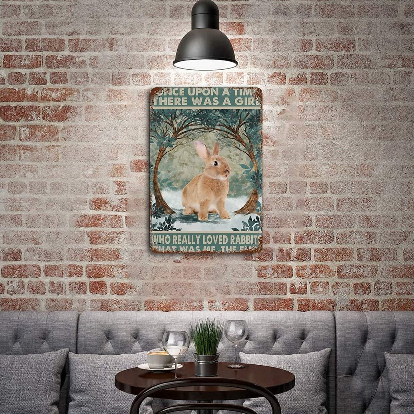 Rabbit Once Upon A Time Vertical Plaque Poster Rabbits Plaque Poster Metal Print Tin Sign Funny Rabbit Plaque Poster Bunny Rabbit Decor Girl Who Really Loved Rabbits Plaque Poster 8x5.5 Inch