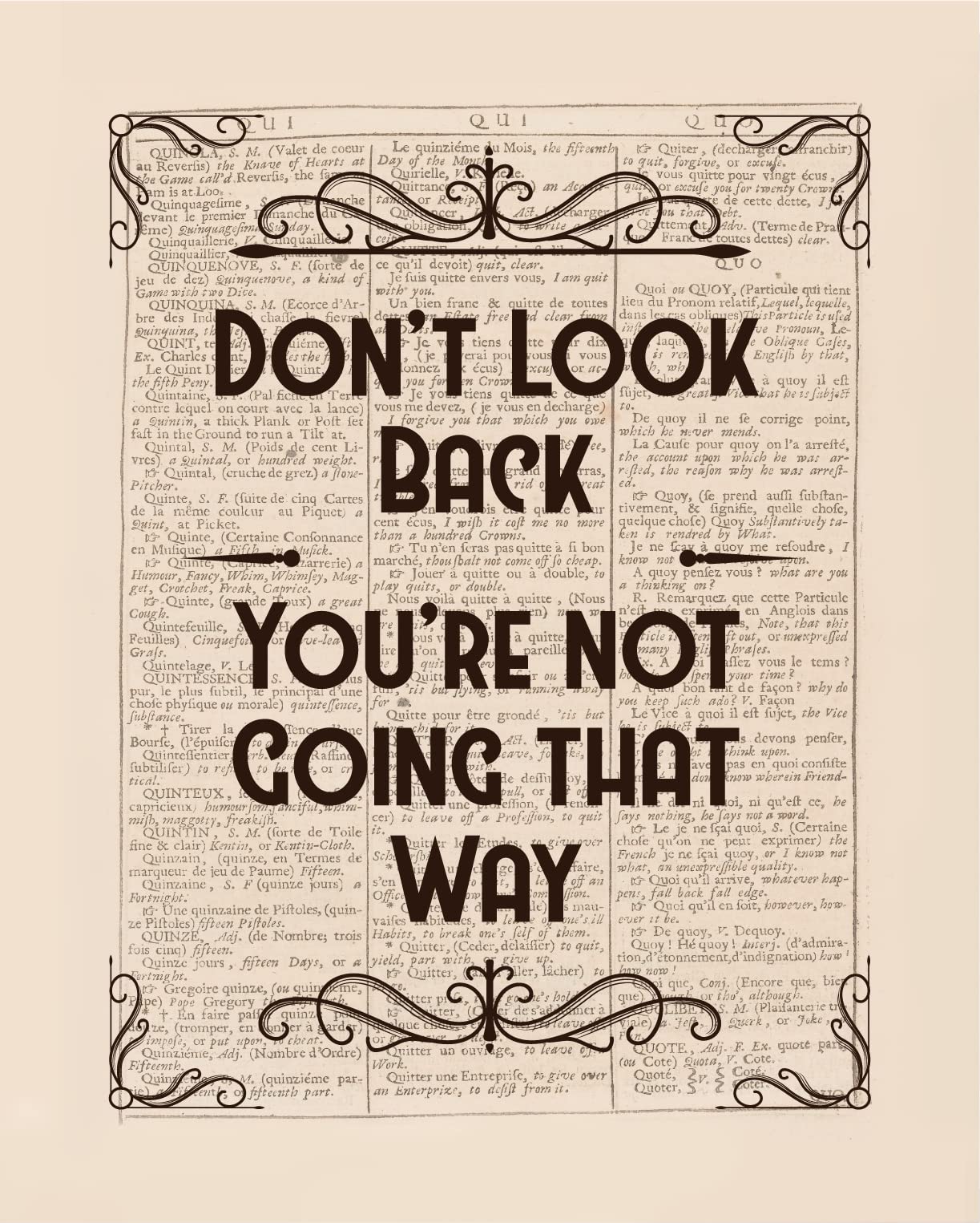 Don't Look Back Wall Art Prints - Unframed 8x10 in - Motivational Pictures with Inspirational Quotes for Office Decor and Home - Positive Papers Style with Signs Poster