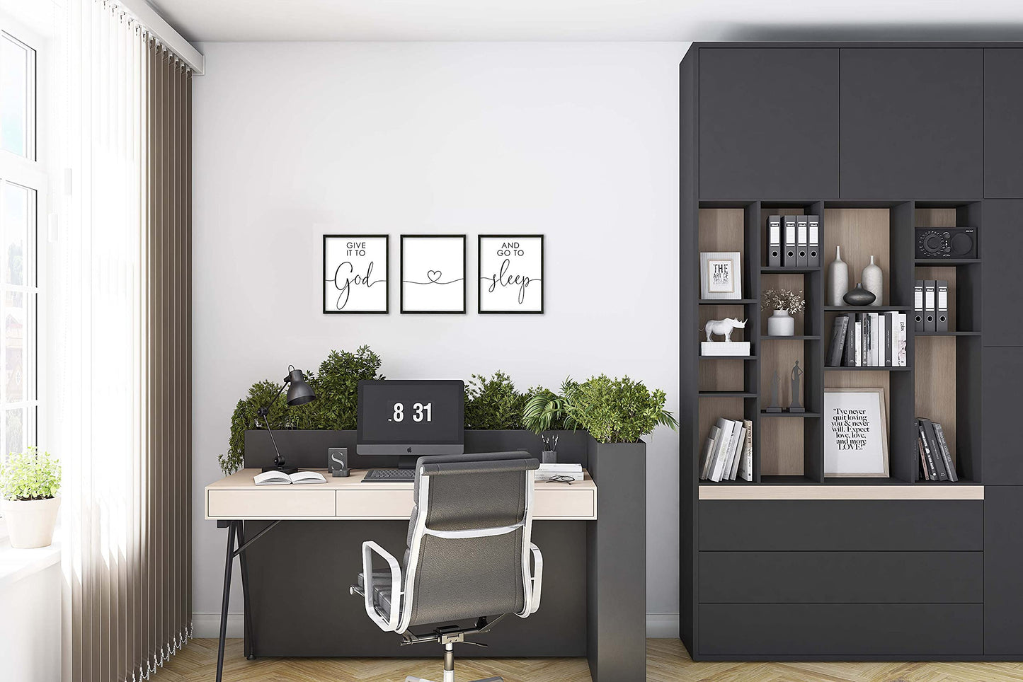 Give it to God and Go to Sleep 8 x 10 Inches Set of 3 Poster Print Home Christian Wall Art Decor Unframed