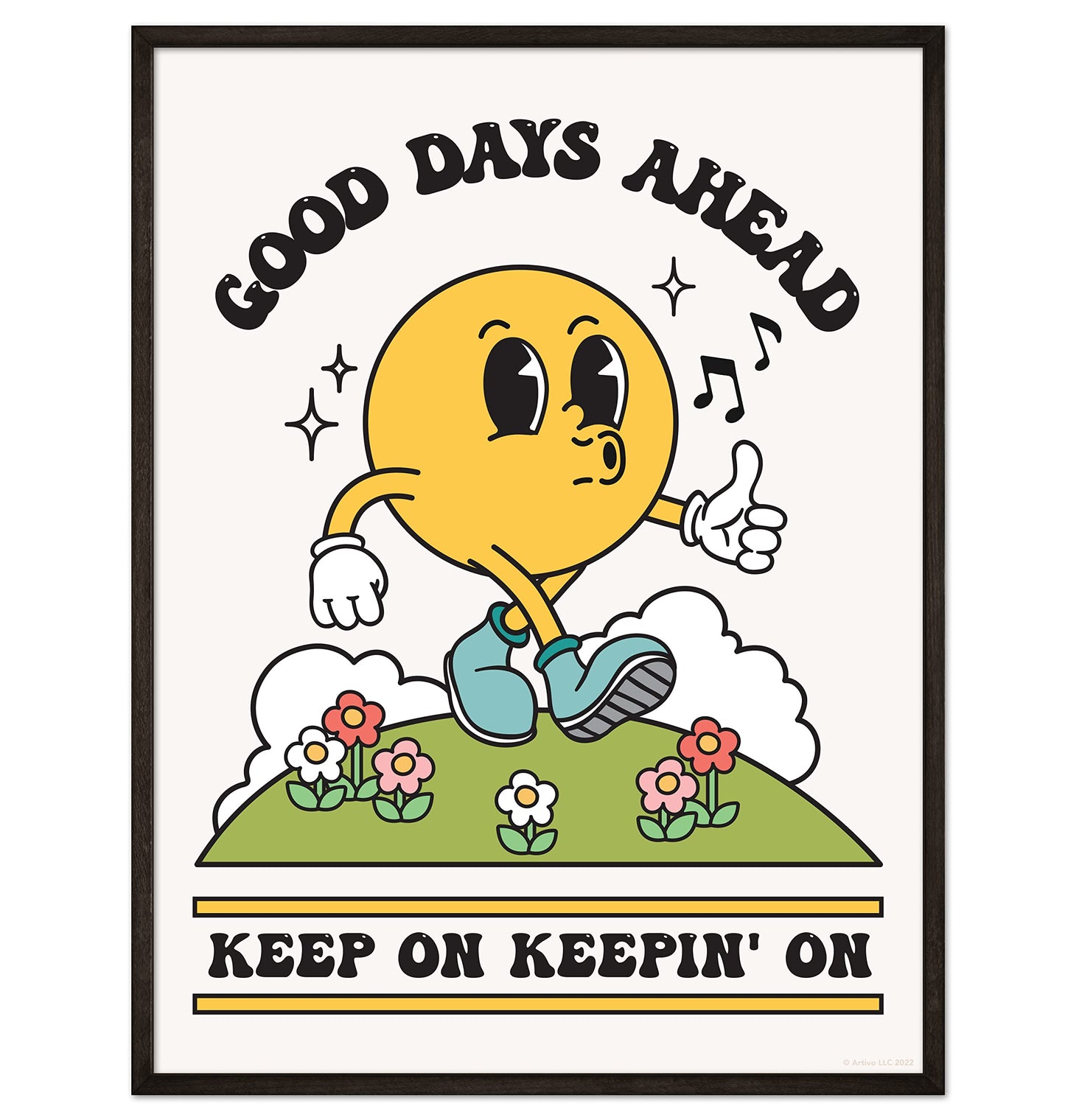 Good Days Ahead Retro Poster Wall Art Print, Cute Room Decor Retro Aesthetic, Positive Quote Art Print, Vintage Nostalgia Poster