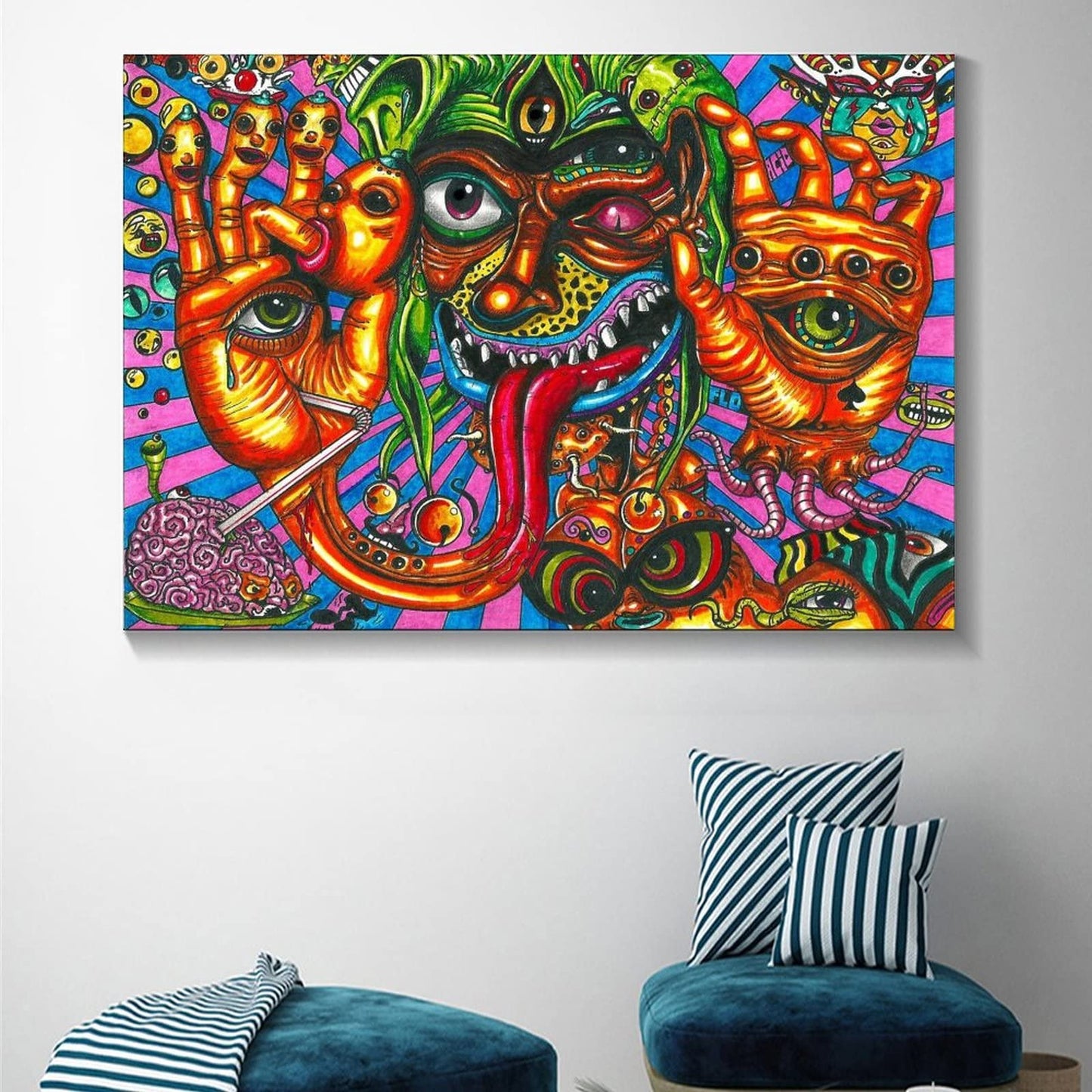 BUUTUUCE Colorful Graffiti Hippie Style Psychedelic Abstract Canvas Art Poster And Wall Art Picture Print Modern Family Bedroom Decor Posters 16x24inch(40x60cm)