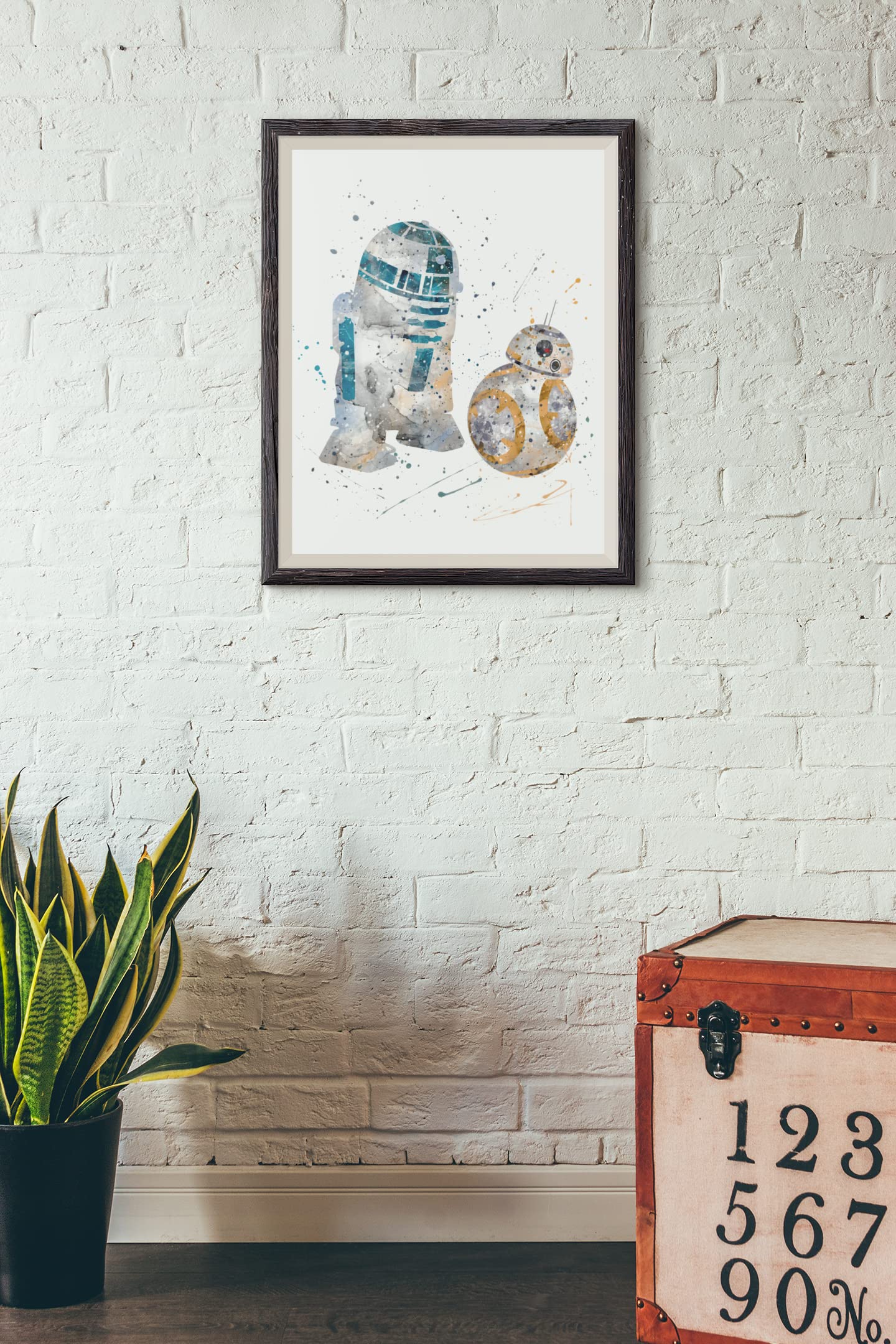 R2D2 and BB8 Prints, Star Wars Watercolor, Nursery Wall Poster, Holiday Gift, Kids and Children Artworks, Digital Illustration Art