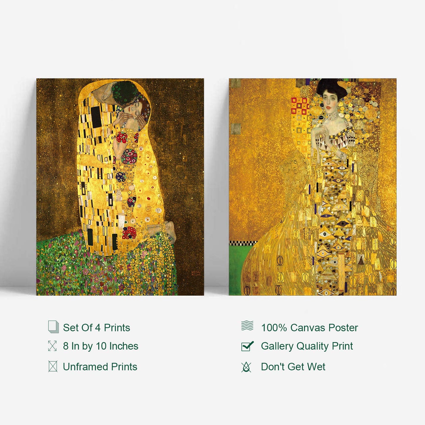 YASEN Gustav Klimt Wall Art Canvas Prints Art Posters and Prints of Famous Painting Gustav Klimt Kiss Poster 8x10 Prints Unframed Art Set of 4 Artwork (4 Pack A)