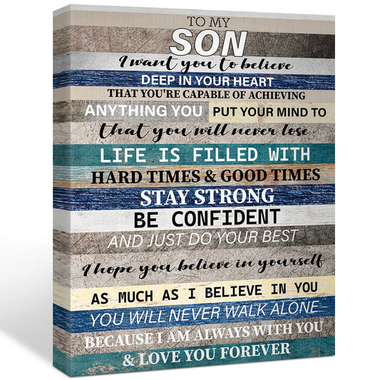 Rustic to My Son Print Canvas Poster Painting for Home Wall Art Decoration 11.5 x 15 inch (Framed)