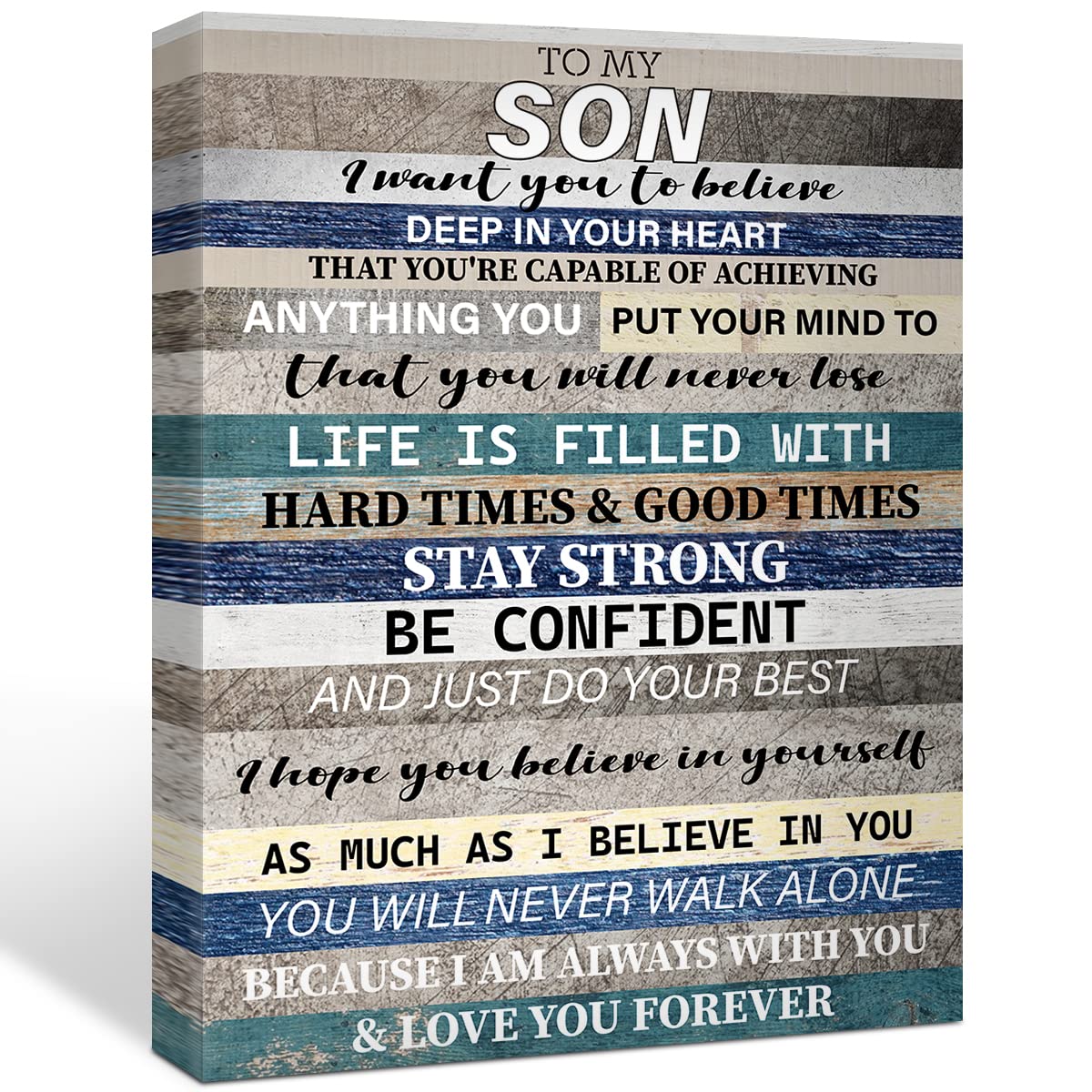 Rustic to My Son Print Canvas Poster Painting for Home Wall Art Decoration 11.5 x 15 inch (Framed)