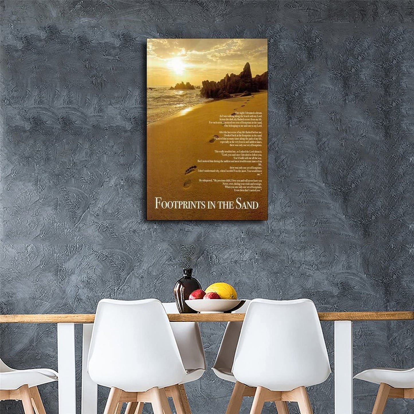 HXXI Picture Decor Footprints in The Sand Original Poem Posters HD Canvas Print Posters Modern Home Decor Wall Art Canvas UnFramed,08x12inch(20x30cm)