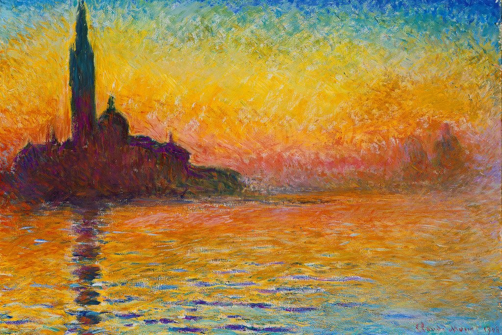 Claude Monet Sunset Dusk Twilight in Venice Painting Art Cool Wall Decor Art Print Poster 18x12