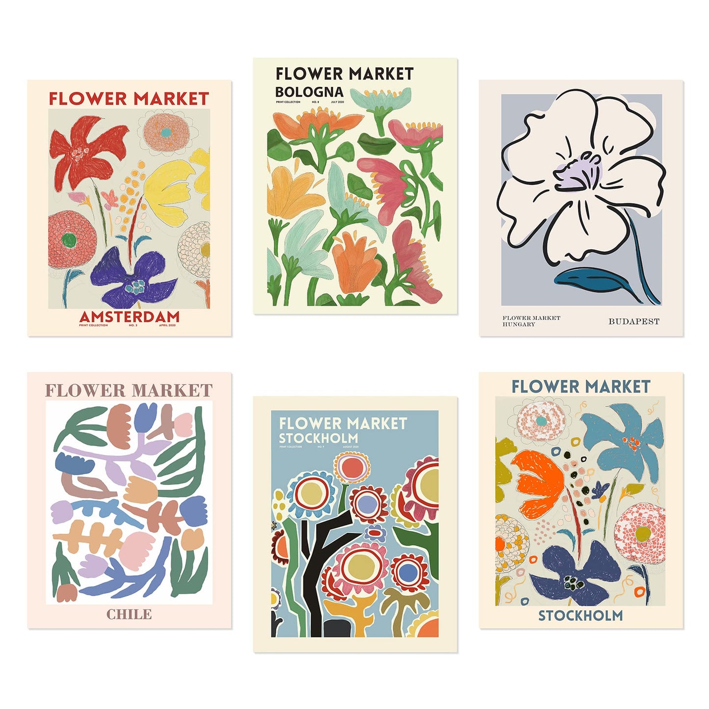 Flower Market Posters for Room Aesthetic Vintage Art Prints 11 X 14 Inch Set of 6 Posters for Room Aesthetic 90S Matisse Wall Art Posters & Prints for Girls Bedroom Office Aesthetic