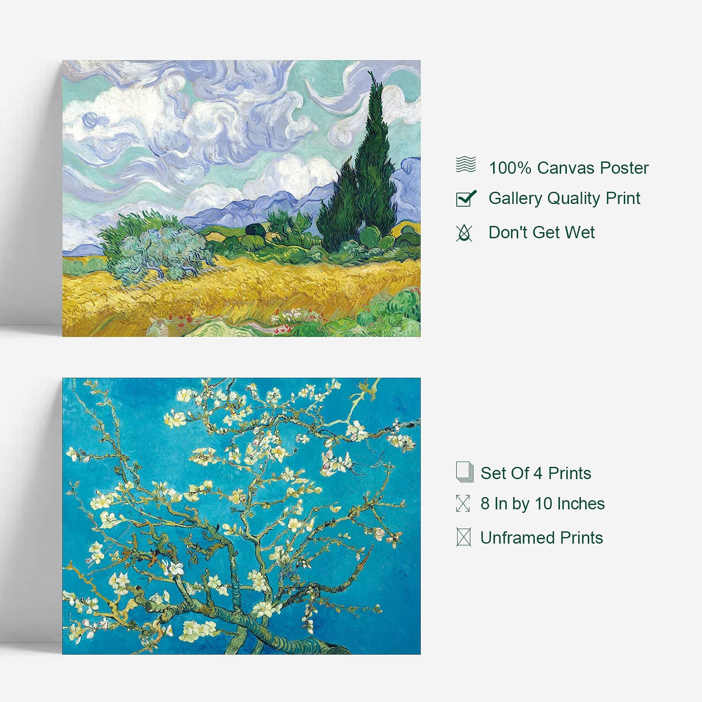 YASEN Van Gogh Canvas Wall Art Posters And Prints Of Famous Painting Abstract Wall Art Prints Unframed Art 8x10 Vincent Van Gogh Poster Artwork (4 Pack C)