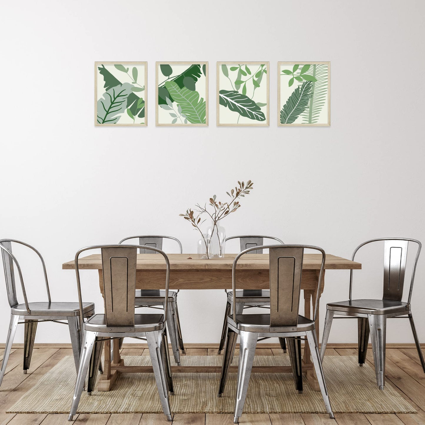 Insire Boho Wall Art Plant Wall Art - Plant Pictures Wall Art - Set of 4 Plant Art Botanical Wall Art Botanical Prints, Green Wall Art Boho Plants Boho Art Plant Poster Green Abstract (8x10) Unframed