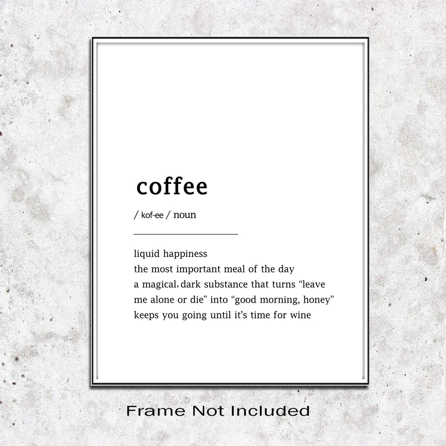 Coffee Definition Print - Shimmer Quote Wall Art Paper Poster - Coffee Lovers Gift - Kitchen Wall Decor - Modern Minimalist Design - 8x10 Inch, Unframed