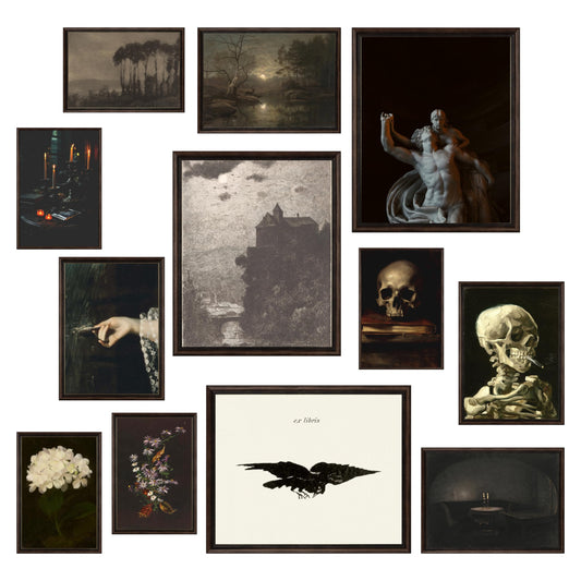 97 Decor Dark Academia Room Decor - Gothic Home Decor, Moody Halloween Decor, Dark Academia Aesthetic Pictures, Creepy Posters Goth Art Prints, Edgy Witchy Gallery Wall Art for Bedroom (UNFRAMED)