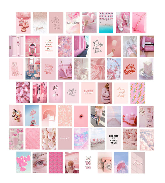 Btaidi 60PCS Pink Aesthetic Picture for Wall Collage,Collage Print Kit, Warm Color Room Decor for Girls, Wall Art Prints for Room, Dorm Photo Display, VSCO Posters for Bedroom 4x6 inch