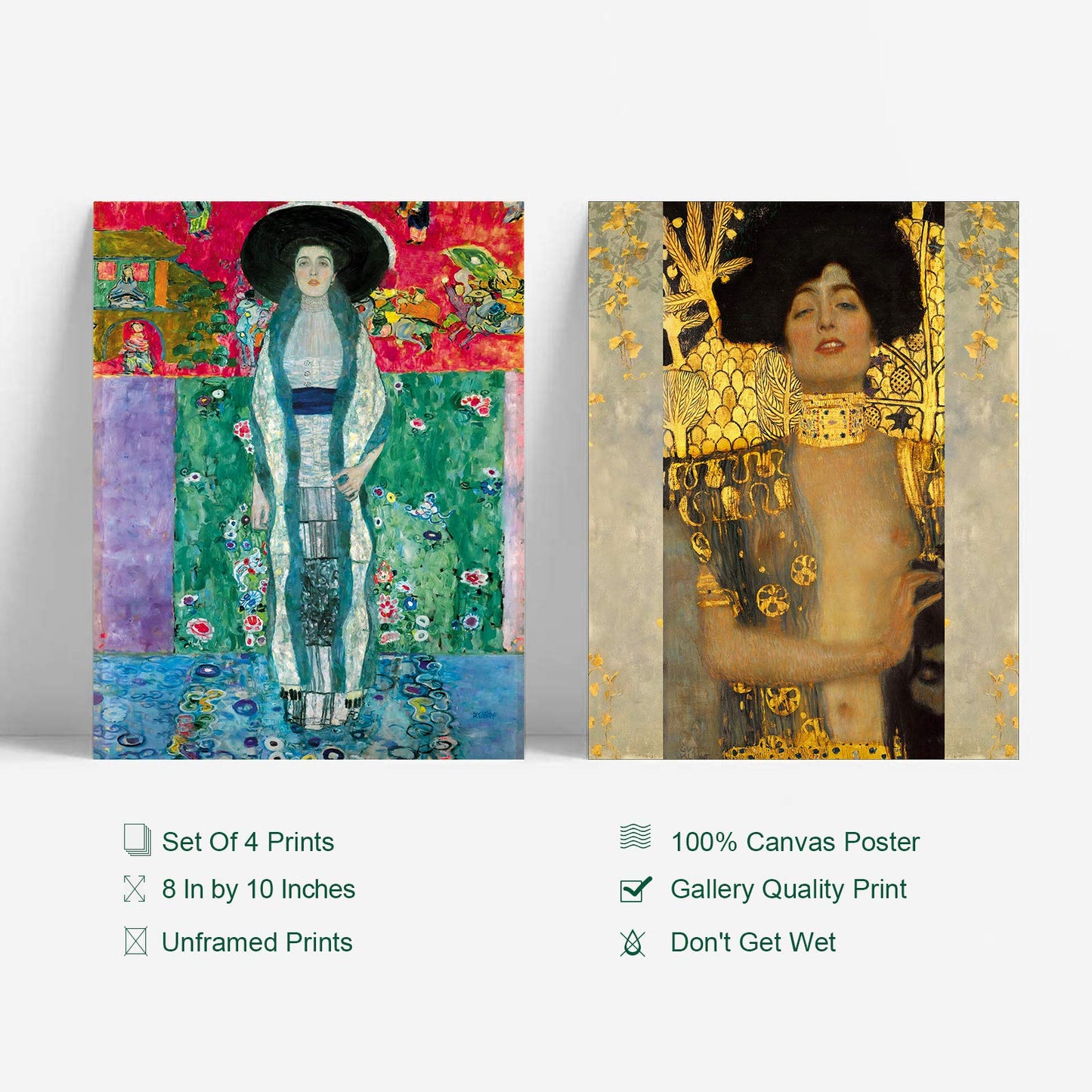 YASEN Gustav Klimt Wall Art Canvas Prints Art Posters and Prints of Famous Painting Gustav Klimt Kiss Poster 8x10 Prints Unframed Art Set of 4 Artwork (4 Pack A)