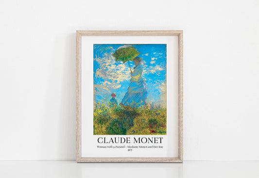 Claude Monet Wall Art- Artwork-Modern Claude Monet Prints-Monet Wall Art-Fine Art Paintings-Still Life-Art Posters and Prints of Famous Paintings-French-PRINT 8x10 (Woman with a Parasol)
