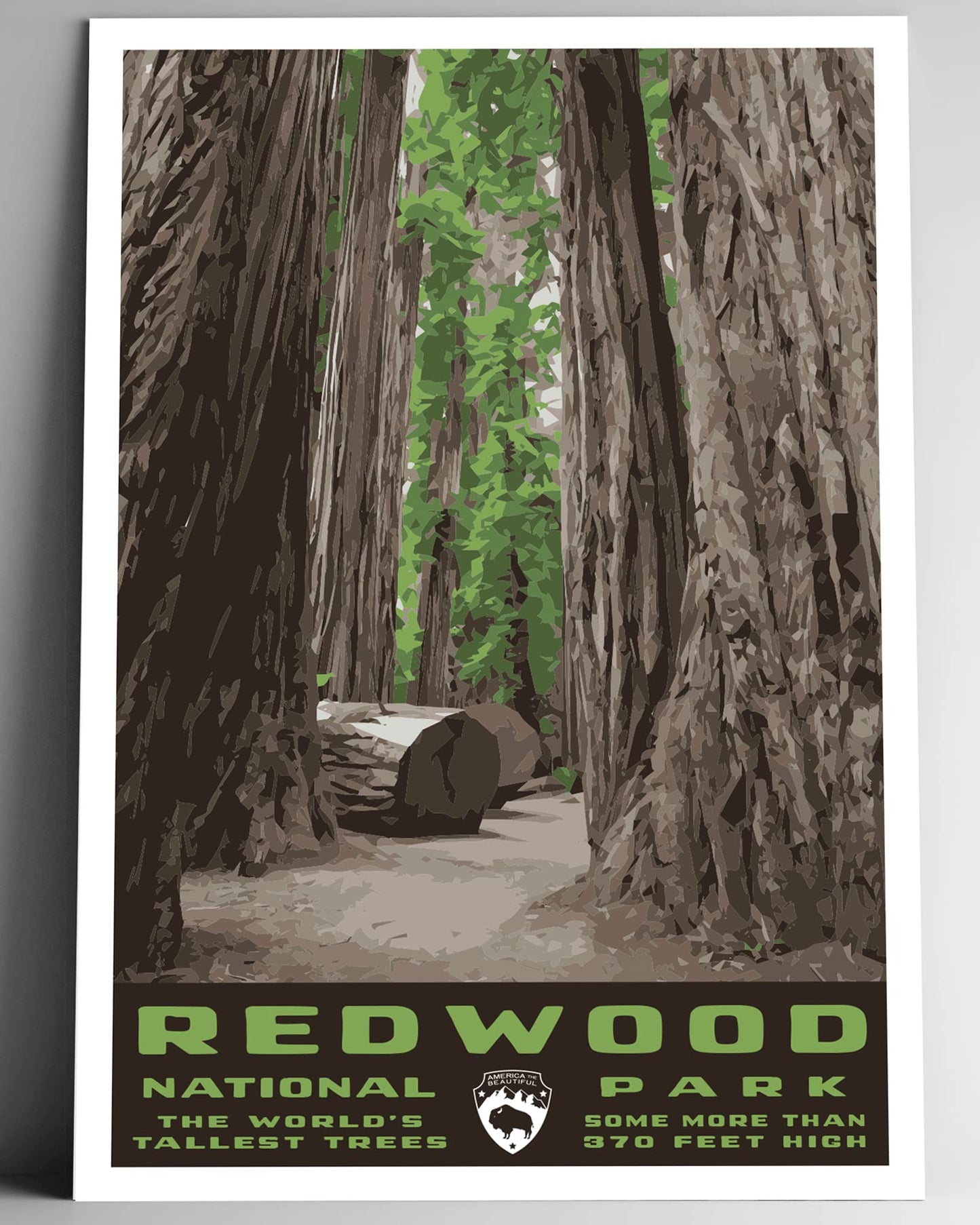Redwood National Park Vintage-Style Travel Poster - 8x10-12x18-18x24-24x36 / 4x6 Postcard WPA Style Art Print Californiaa USA (8x10 Inch Poster)