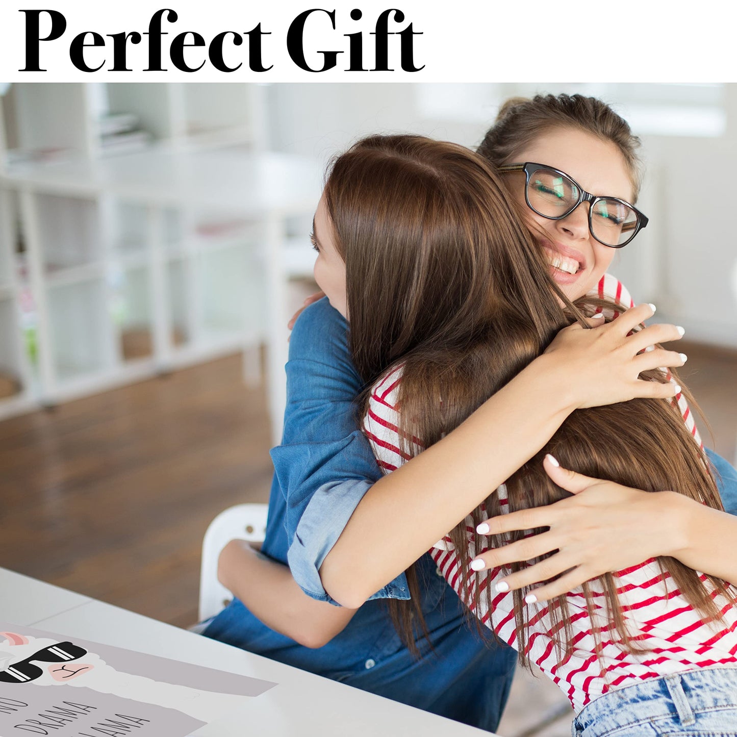 No Drama Llama Funny Poster - No Drama Sign - Funny Gifts For Men Women Friends Kids - Cute Wall Decor for Kitchen Bedroom Bathroom Work Office Classroom - 8x10 Print Unframed