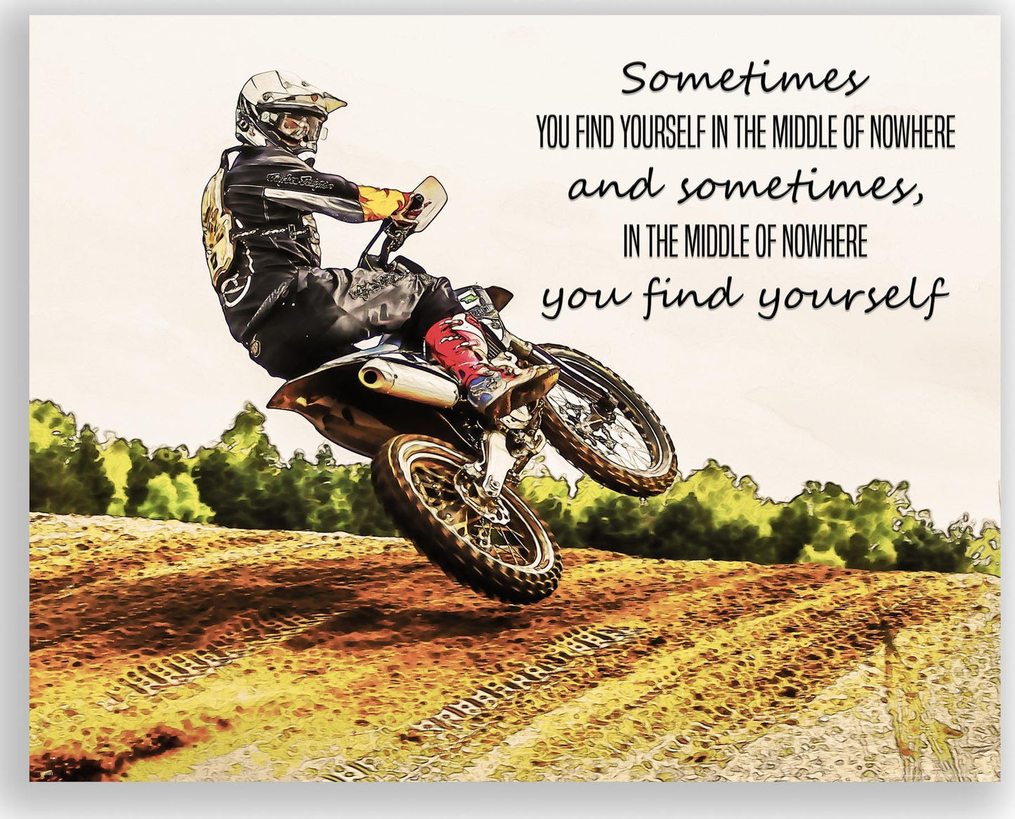 Inspirational Wall Art Co. - Find Yourself - Motocross Fox Moto Gift Teens Dirtbike ATV Freestyle Racing Gift Boys Motivation Quotes Posters Print for Home Office Decor - 11X14 inches