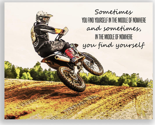 Inspirational Wall Art Co. - Find Yourself - Motocross Fox Moto Gift Teens Dirtbike ATV Freestyle Racing Gift Boys Motivation Quotes Posters Print for Home Office Decor - 11X14 inches