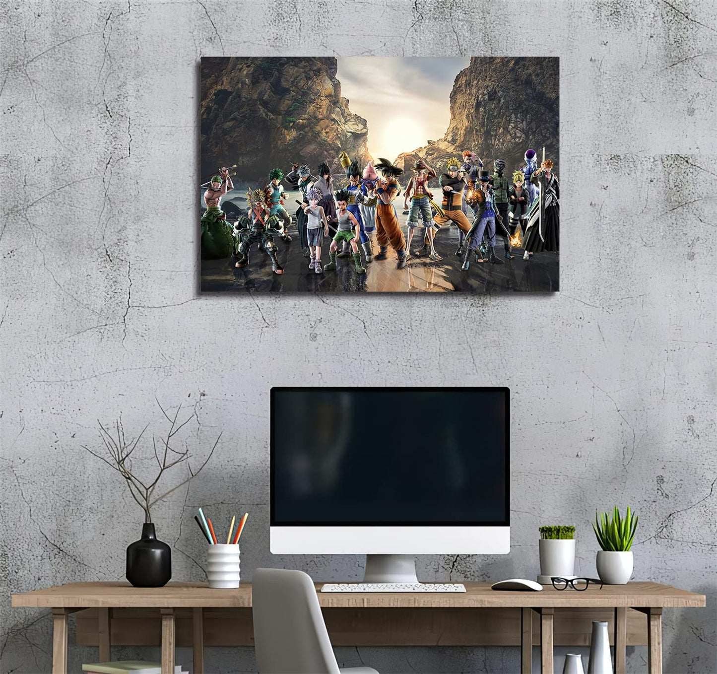 JLXXWNS Japanese Anime Poster My Hero Academia One Piece Luffy Demon Slayer Print on Canvas Painting Wall Art for Living Give Boy Room Decor Gift (Unframed)