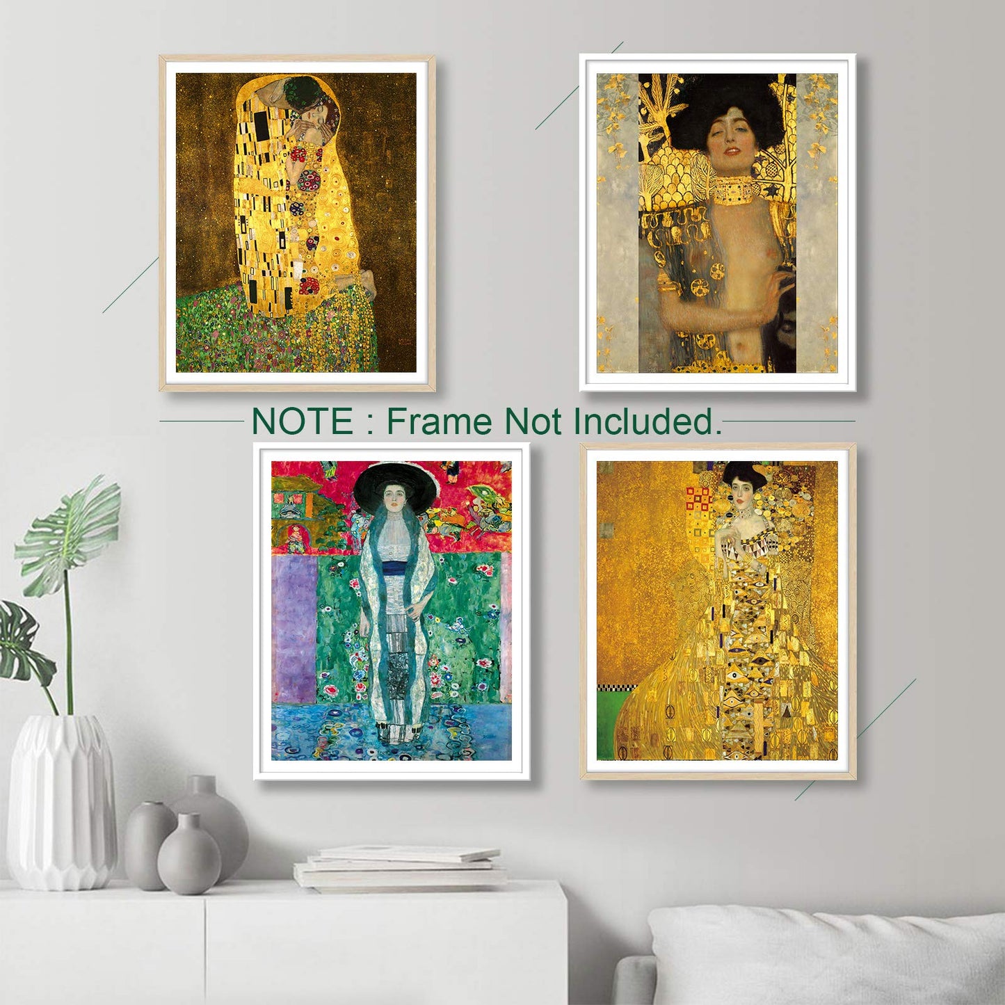 YASEN Gustav Klimt Wall Art Canvas Prints Art Posters and Prints of Famous Painting Gustav Klimt Kiss Poster 8x10 Prints Unframed Art Set of 4 Artwork (4 Pack A)