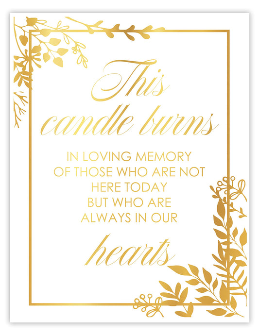 Gold Foil This Candle Burns Memorial Print, In Loving Memory Floral Wedding Poster For Memorial Table, Memorial Loved Ones Unframed Poster